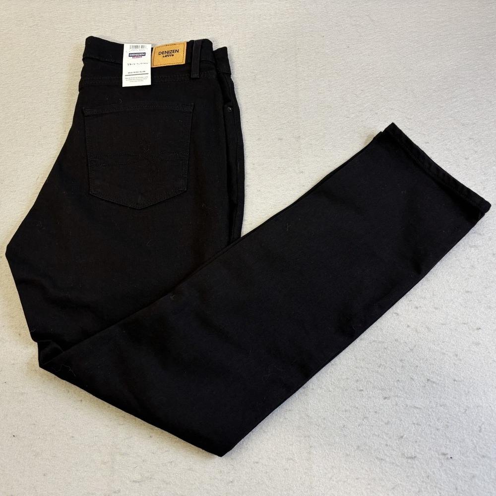 Levis Denizen Mid Rise Slim Black Jeans Essential Stretch Womens 12M 31x30 Denim